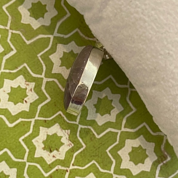 Natural Sage Amethyst Silver Plated Oval Pendant Light Purple 1.5” x .75” – NEW - Picture 6 of 7